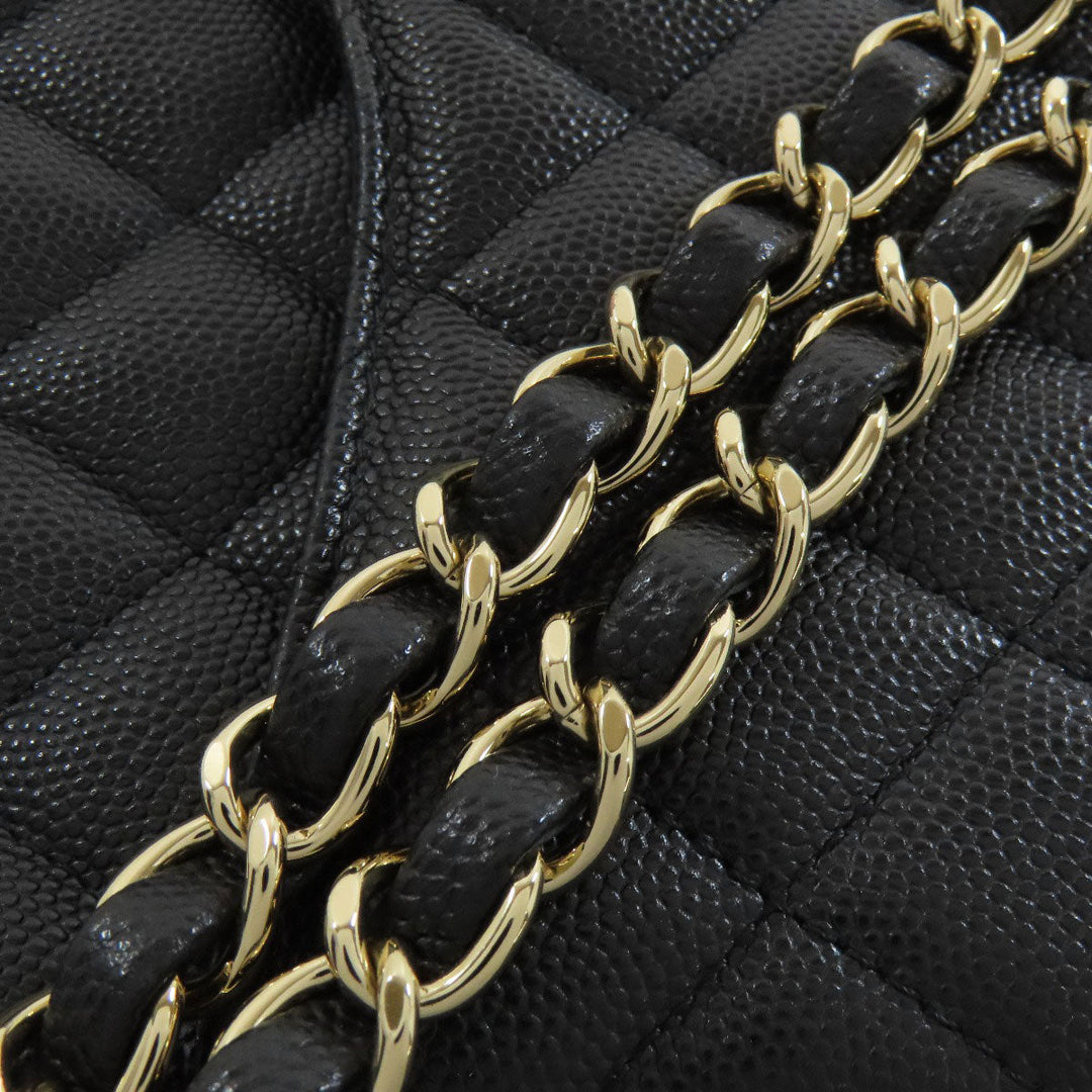 CHANEL Handbag Grained Calfskin Skin black ChainShoulder Matelasse Gold Metal Women Used Authentic