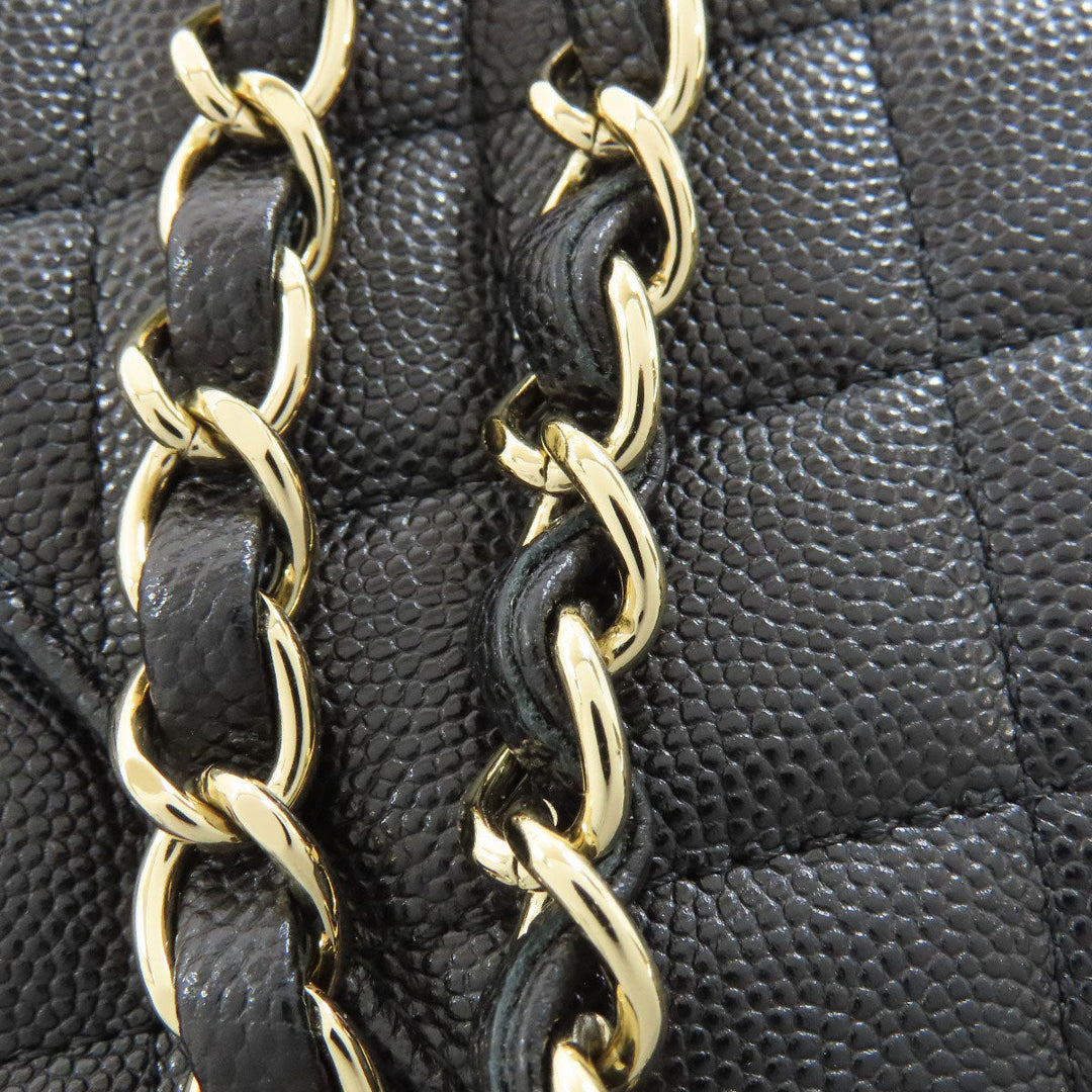 CHANEL Handbag Grained Calfskin Skin black ChainShoulder Matelasse Gold Metal Women Used Authentic
