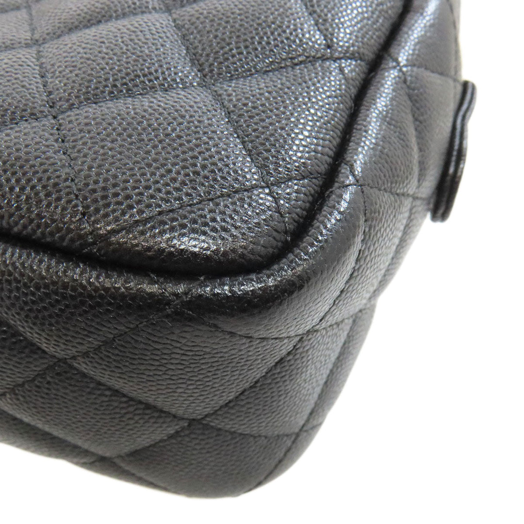 CHANEL Handbag Grained Calfskin Skin black ChainShoulder Matelasse Gold Metal Women Used Authentic
