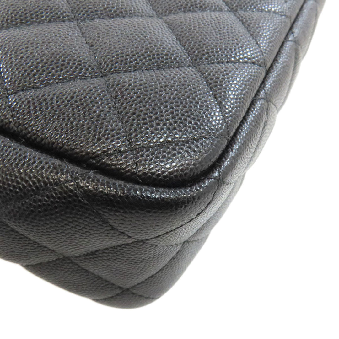 CHANEL Handbag Grained Calfskin Skin black ChainShoulder Matelasse Gold Metal Women Used Authentic