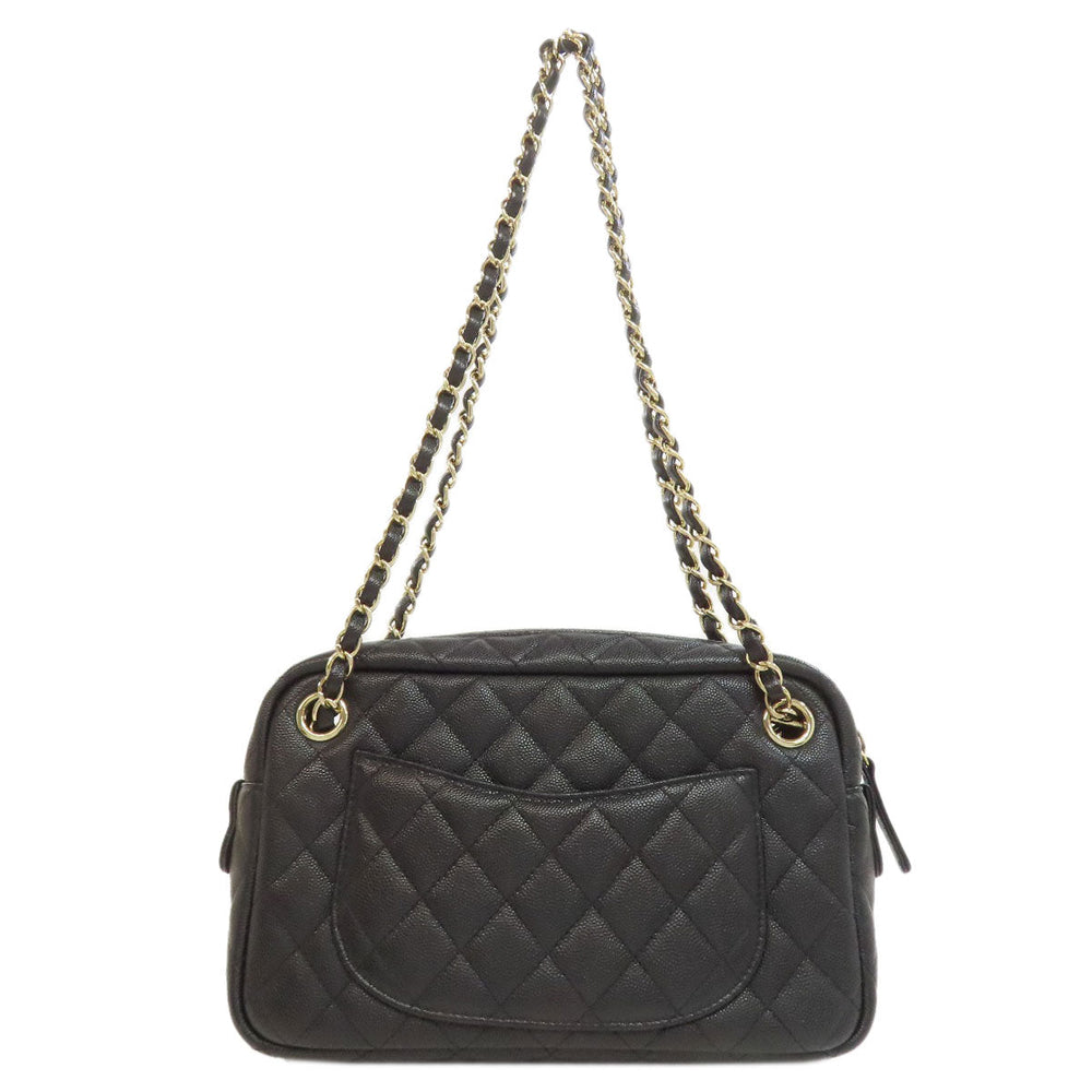 CHANEL Handbag Grained Calfskin Skin black ChainShoulder Matelasse Gold Metal Women Used Authentic