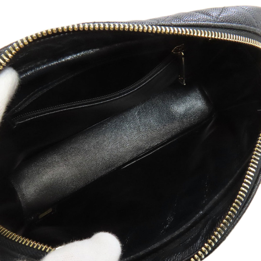 CHANEL Handbag Grained Calfskin Skin black ChainShoulder Matelasse Gold Metal Women Used Authentic