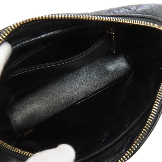 CHANEL Handbag Grained Calfskin Skin black ChainShoulder Matelasse Gold Metal Women Used Authentic