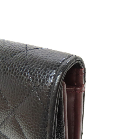 CHANEL Bifold Wallet Grained Calfskin Skin black Matelasse Gold Metal