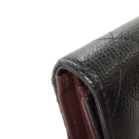 CHANEL Bifold Wallet Grained Calfskin Skin black Matelasse Gold Metal