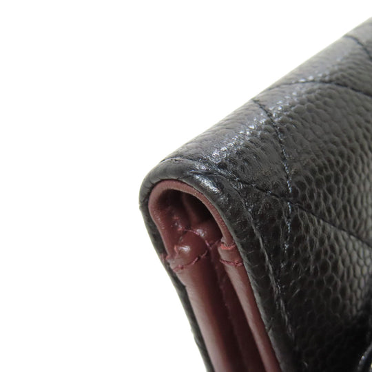 CHANEL Bifold Wallet Grained Calfskin Skin black Matelasse Gold Metal