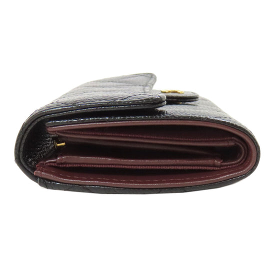 CHANEL Bifold Wallet Grained Calfskin Skin black Matelasse Gold Metal