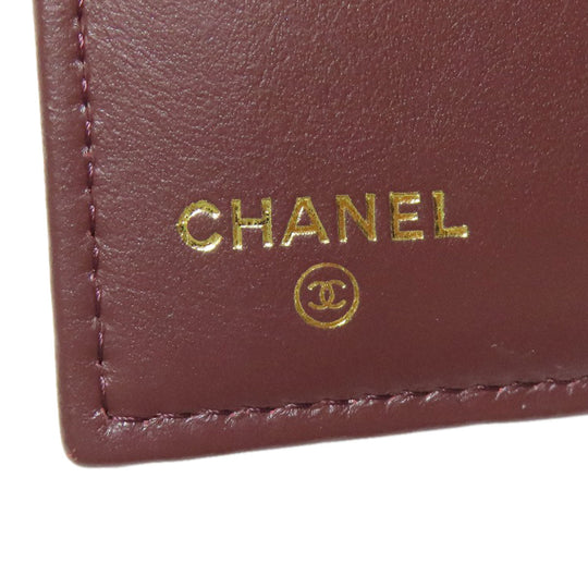 CHANEL Bifold Wallet Grained Calfskin Skin black Matelasse Gold Metal