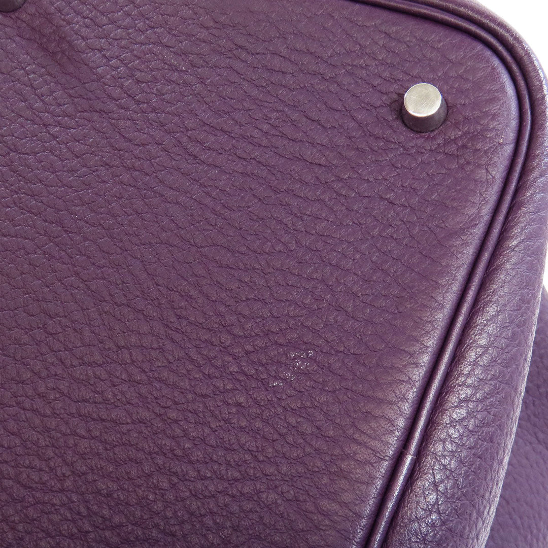 HERMES Handbag Taurillon Clemence purple Picotin Lock MM SilverMetal