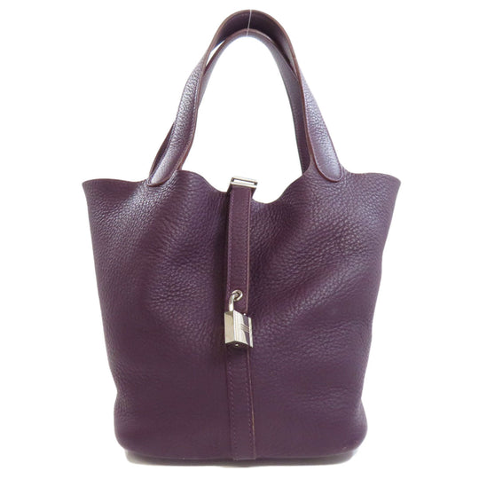 HERMES Handbag Taurillon Clemence purple Picotin Lock MM SilverMetal