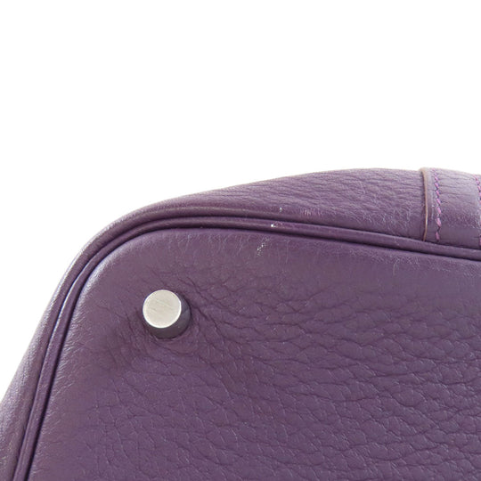 HERMES Handbag Taurillon Clemence purple Picotin Lock MM SilverMetal