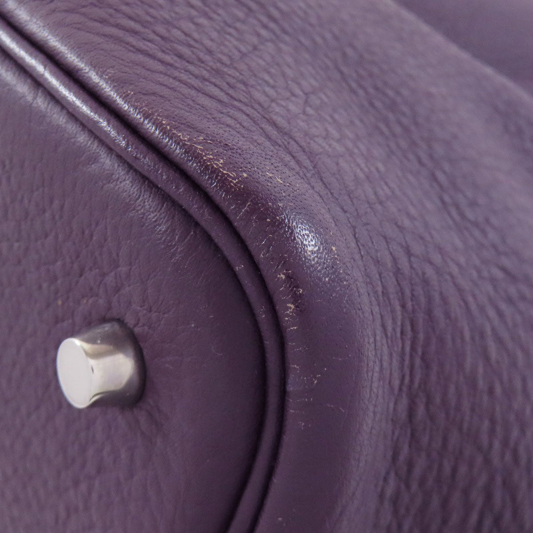 HERMES Handbag Taurillon Clemence purple Picotin Lock MM SilverMetal