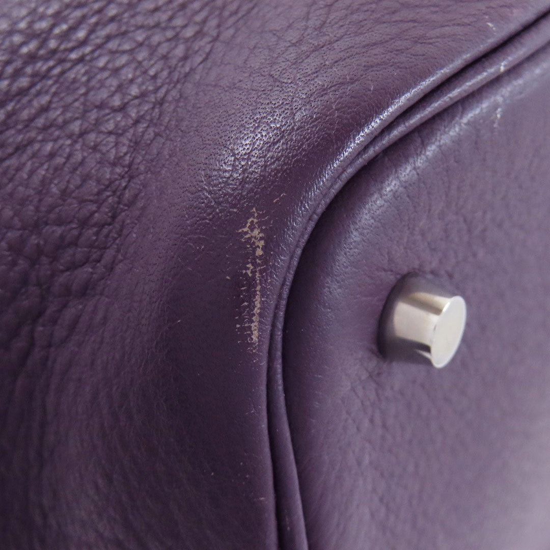 HERMES Handbag Taurillon Clemence purple Picotin Lock MM SilverMetal