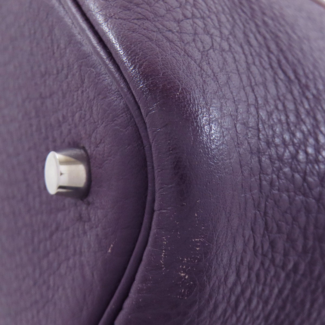 HERMES Handbag Taurillon Clemence purple Picotin Lock MM SilverMetal