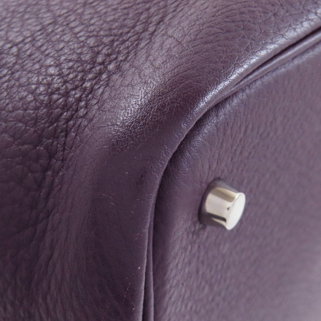 HERMES Handbag Taurillon Clemence purple Picotin Lock MM SilverMetal