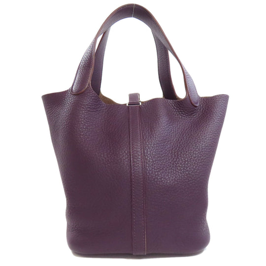 HERMES Handbag Taurillon Clemence purple Picotin Lock MM SilverMetal