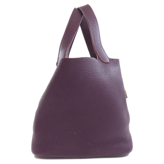 HERMES Handbag Taurillon Clemence purple Picotin Lock MM SilverMetal