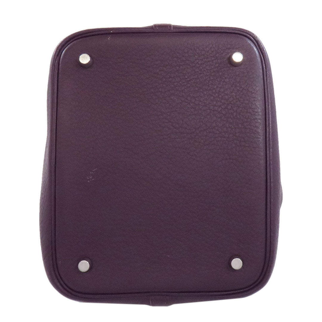 HERMES Handbag Taurillon Clemence purple Picotin Lock MM SilverMetal
