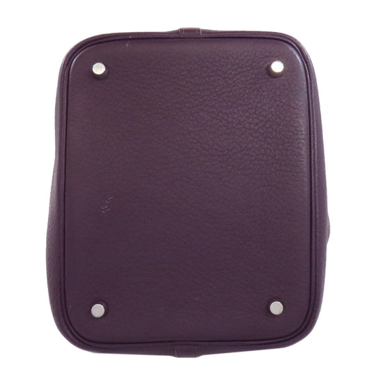 HERMES Handbag Taurillon Clemence purple Picotin Lock MM SilverMetal