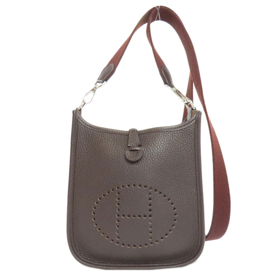 HERMES Shoulder Bag Taurillon Clemence Brown Evelyn TPM SilverMetal Women Used Authentic