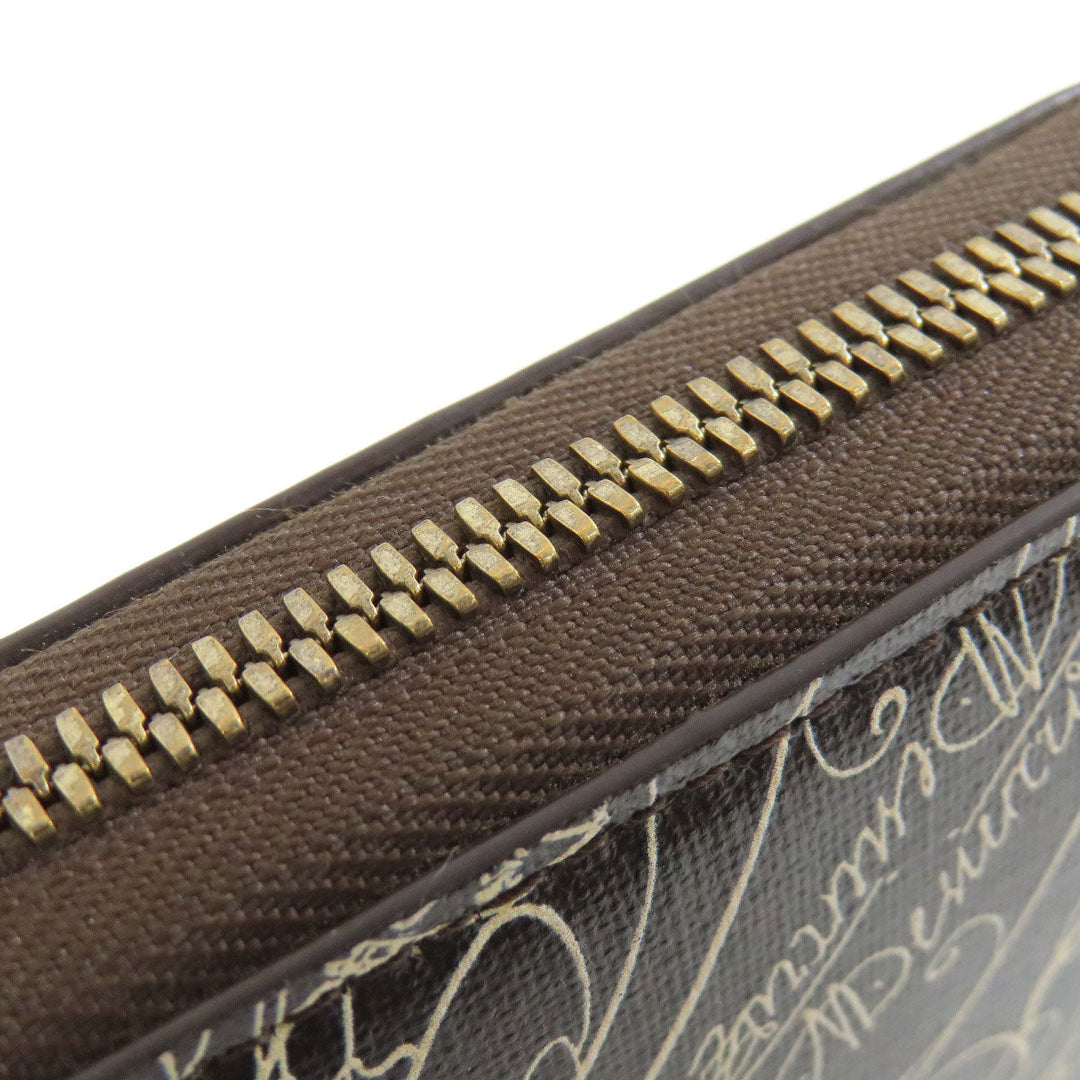 Berluti Long Wallet Purse PVC Brown calligraphy mens Used Authentic