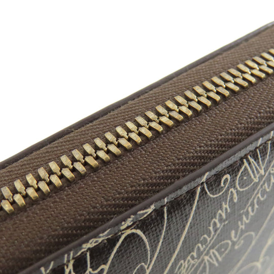 Berluti Long Wallet Purse PVC Brown calligraphy mens Used Authentic