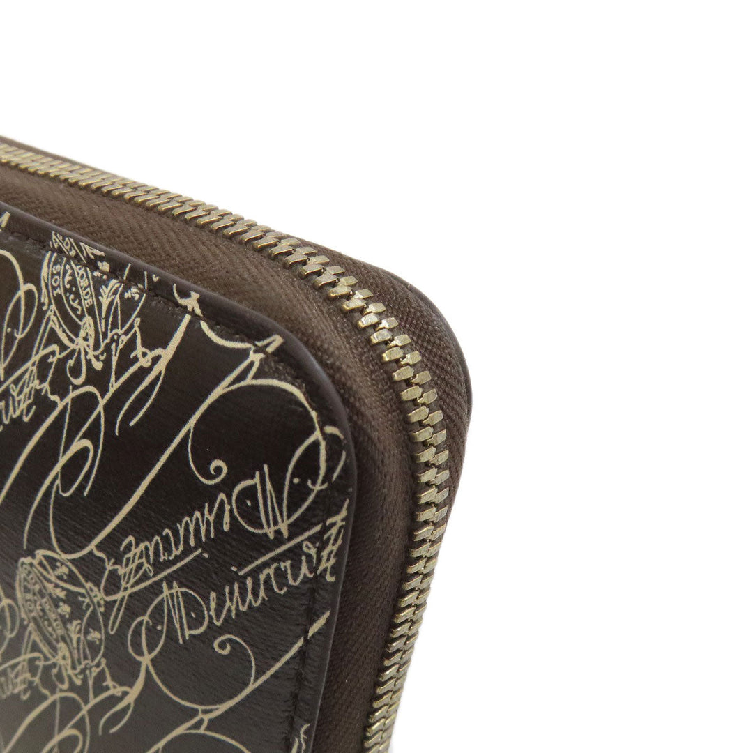 Berluti Long Wallet Purse PVC Brown calligraphy mens Used Authentic