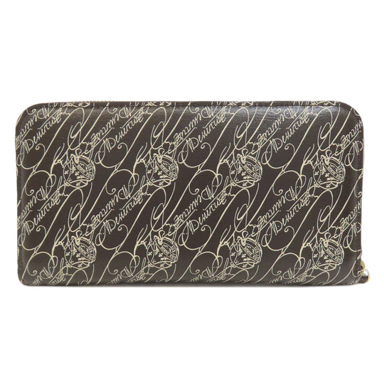 Berluti Long Wallet Purse PVC Brown calligraphy mens Used Authentic
