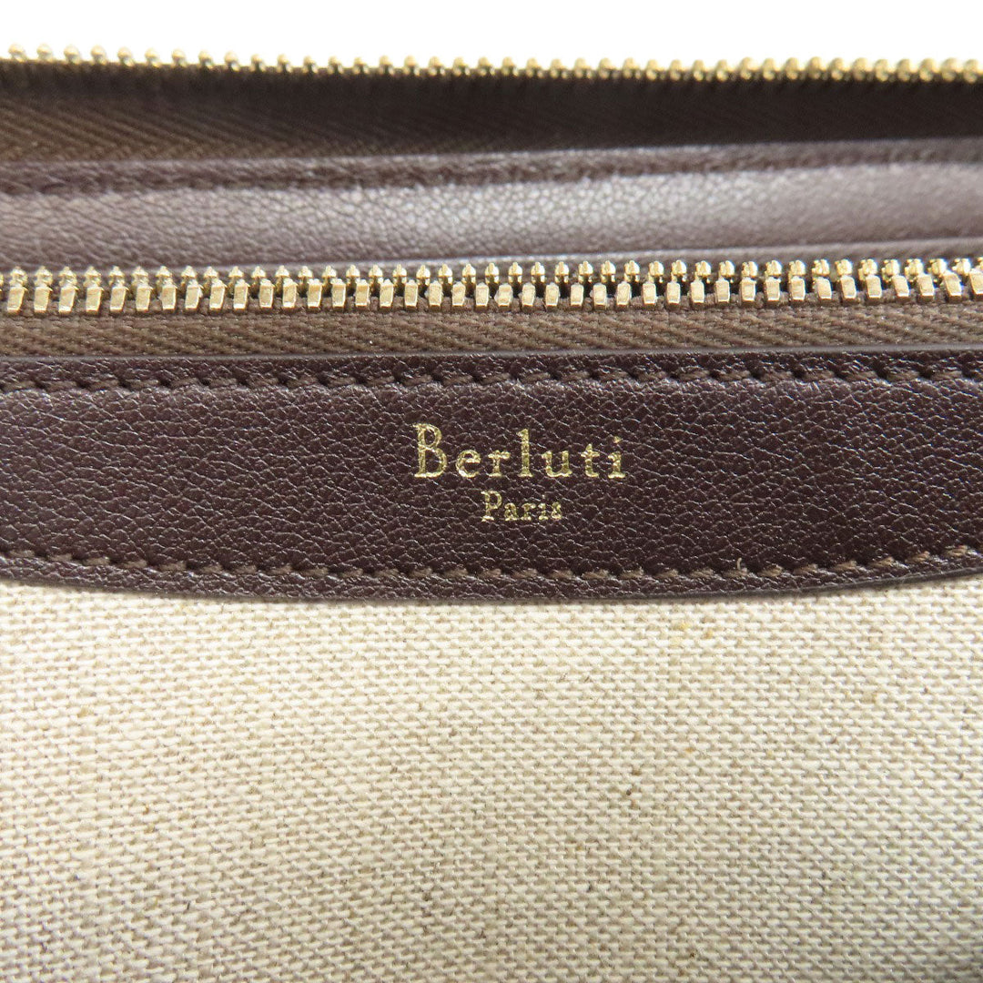 Berluti Long Wallet Purse PVC Brown calligraphy mens Used Authentic