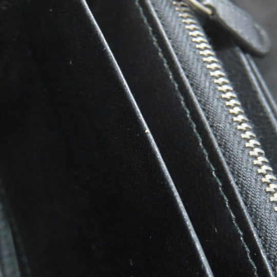 BOTTEGAVENETA Long Wallet Purse leather black INTRECCIATO Women Used Authentic