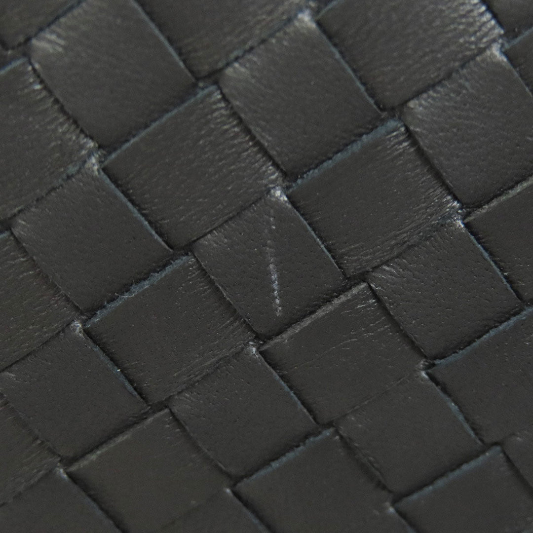 BOTTEGAVENETA Long Wallet Purse leather black INTRECCIATO Women Used Authentic