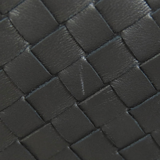 BOTTEGAVENETA Long Wallet Purse leather black INTRECCIATO Women Used Authentic