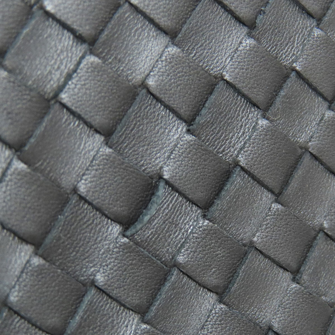 BOTTEGAVENETA Long Wallet Purse leather black INTRECCIATO Women Used Authentic