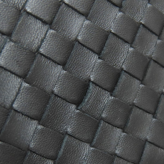 BOTTEGAVENETA Long Wallet Purse leather black INTRECCIATO Women Used Authentic