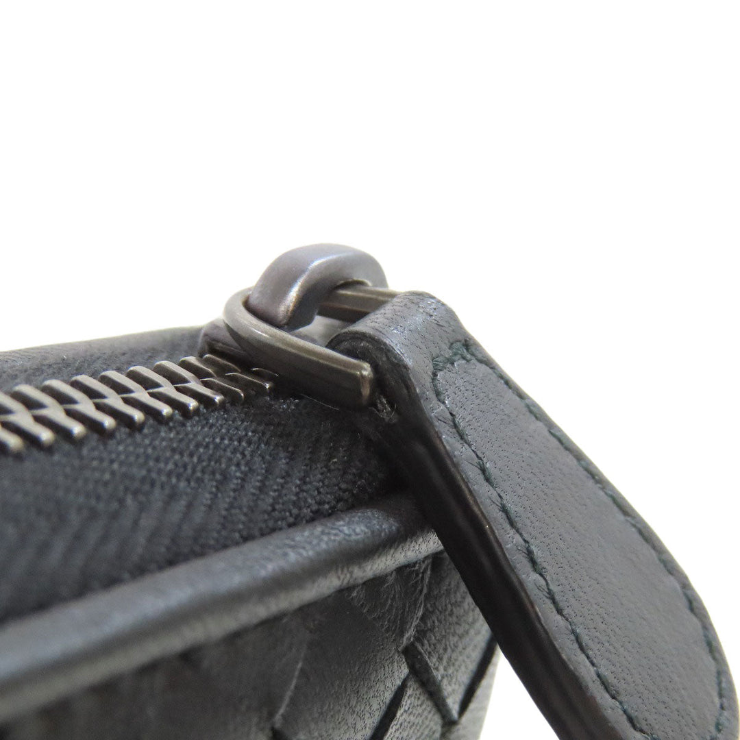 BOTTEGAVENETA Long Wallet Purse leather black INTRECCIATO Women Used Authentic