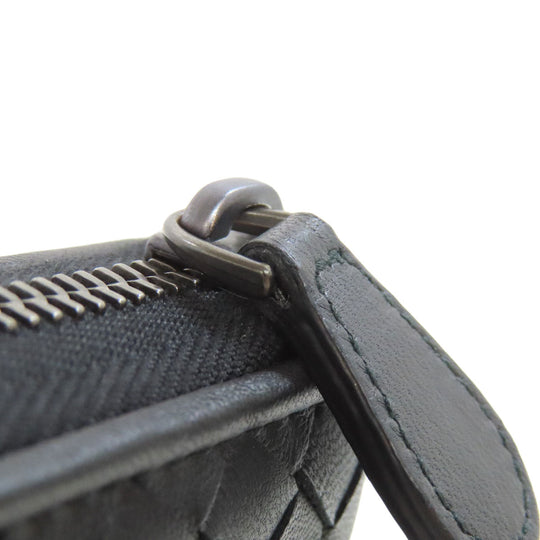 BOTTEGAVENETA Long Wallet Purse leather black INTRECCIATO Women Used Authentic