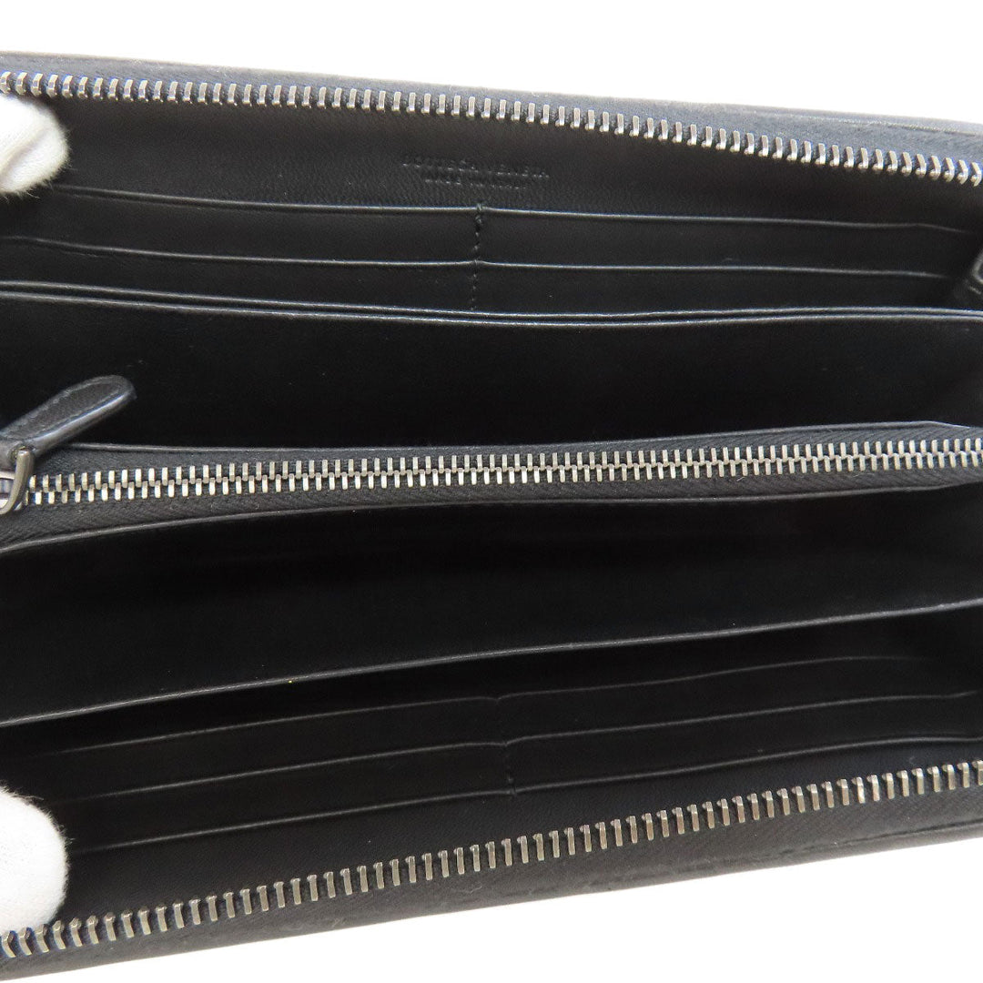 BOTTEGAVENETA Long Wallet Purse leather black INTRECCIATO Women Used Authentic