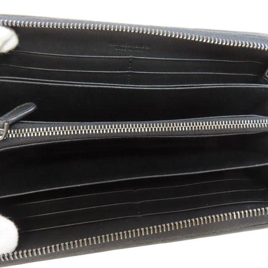 BOTTEGAVENETA Long Wallet Purse leather black INTRECCIATO Women Used Authentic