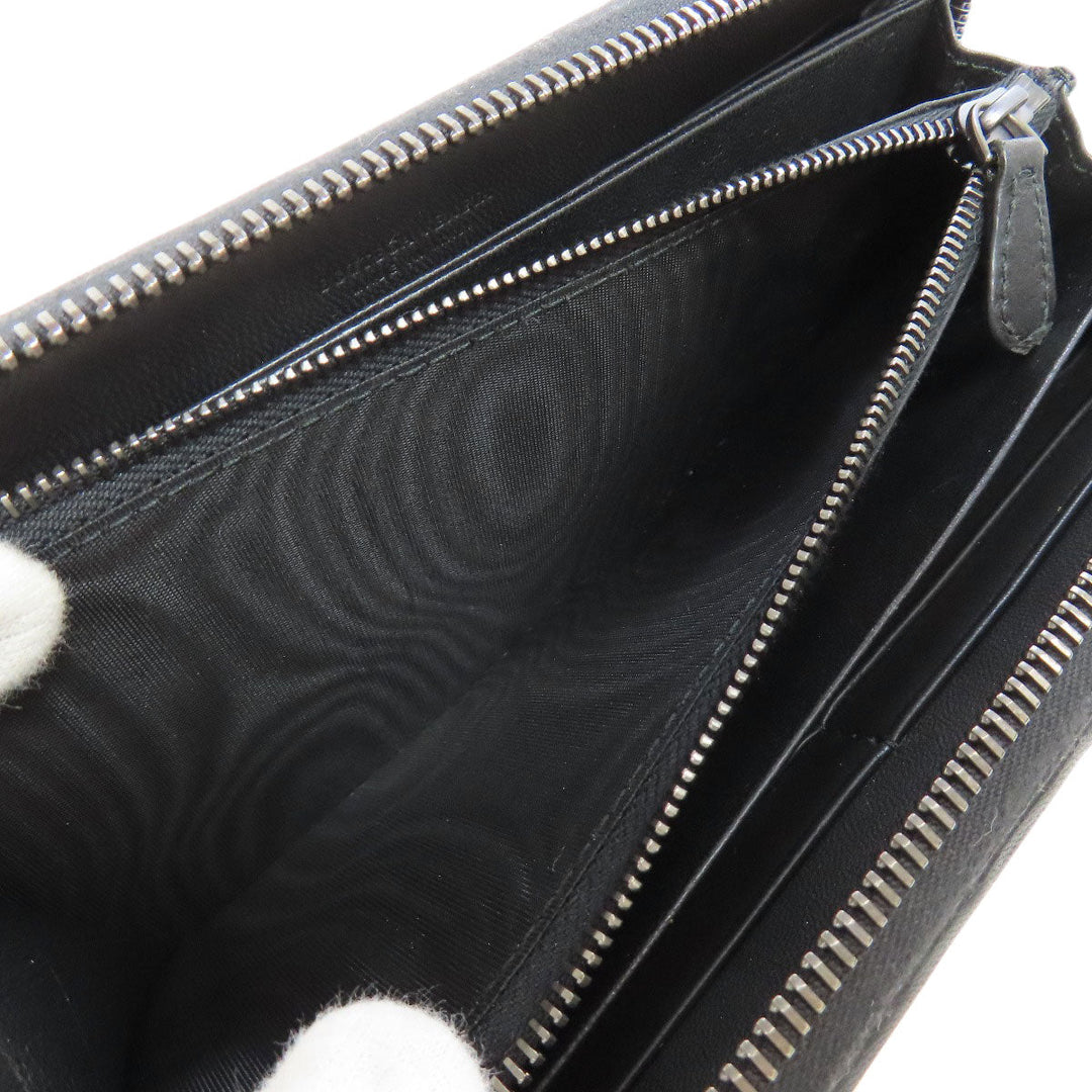BOTTEGAVENETA Long Wallet Purse leather black INTRECCIATO Women Used Authentic