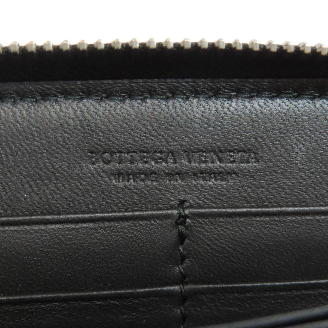 BOTTEGAVENETA Long Wallet Purse leather black INTRECCIATO Women Used Authentic