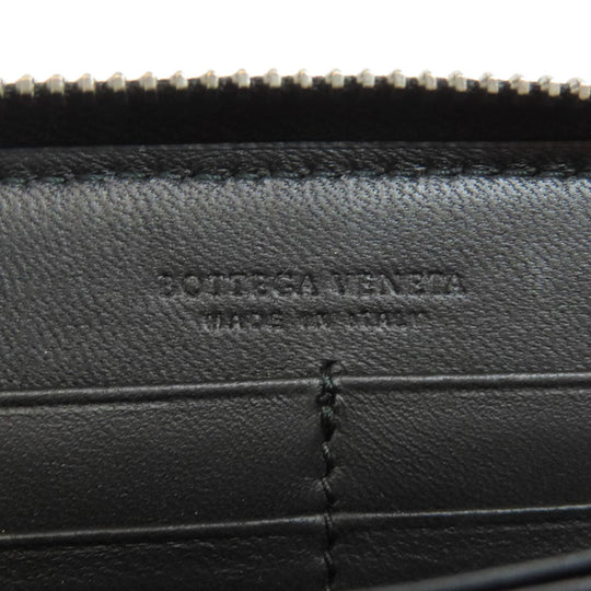 BOTTEGAVENETA Long Wallet Purse leather black INTRECCIATO Women Used Authentic