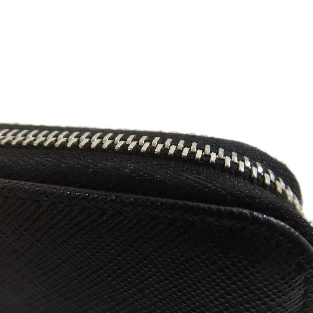 PRADA Long Wallet Purse Safiano black Zip Around logoMetal