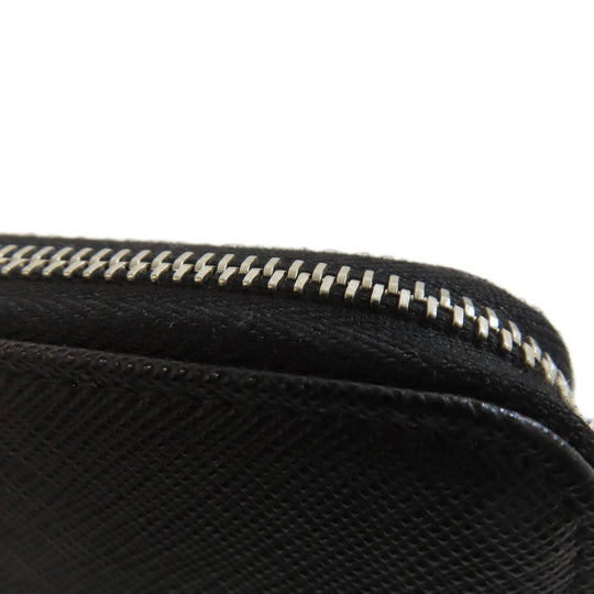 PRADA Long Wallet Purse Safiano black Zip Around logoMetal