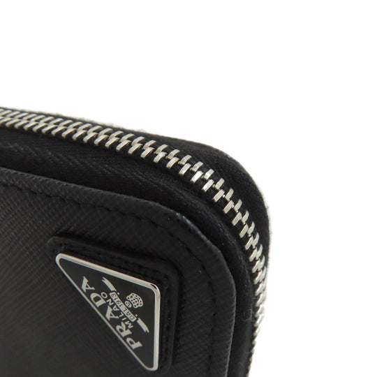 PRADA Long Wallet Purse Safiano black Zip Around logoMetal