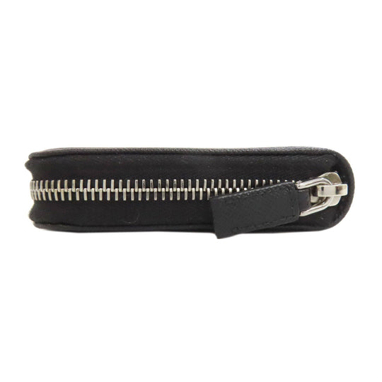 PRADA Long Wallet Purse Safiano black Zip Around logoMetal