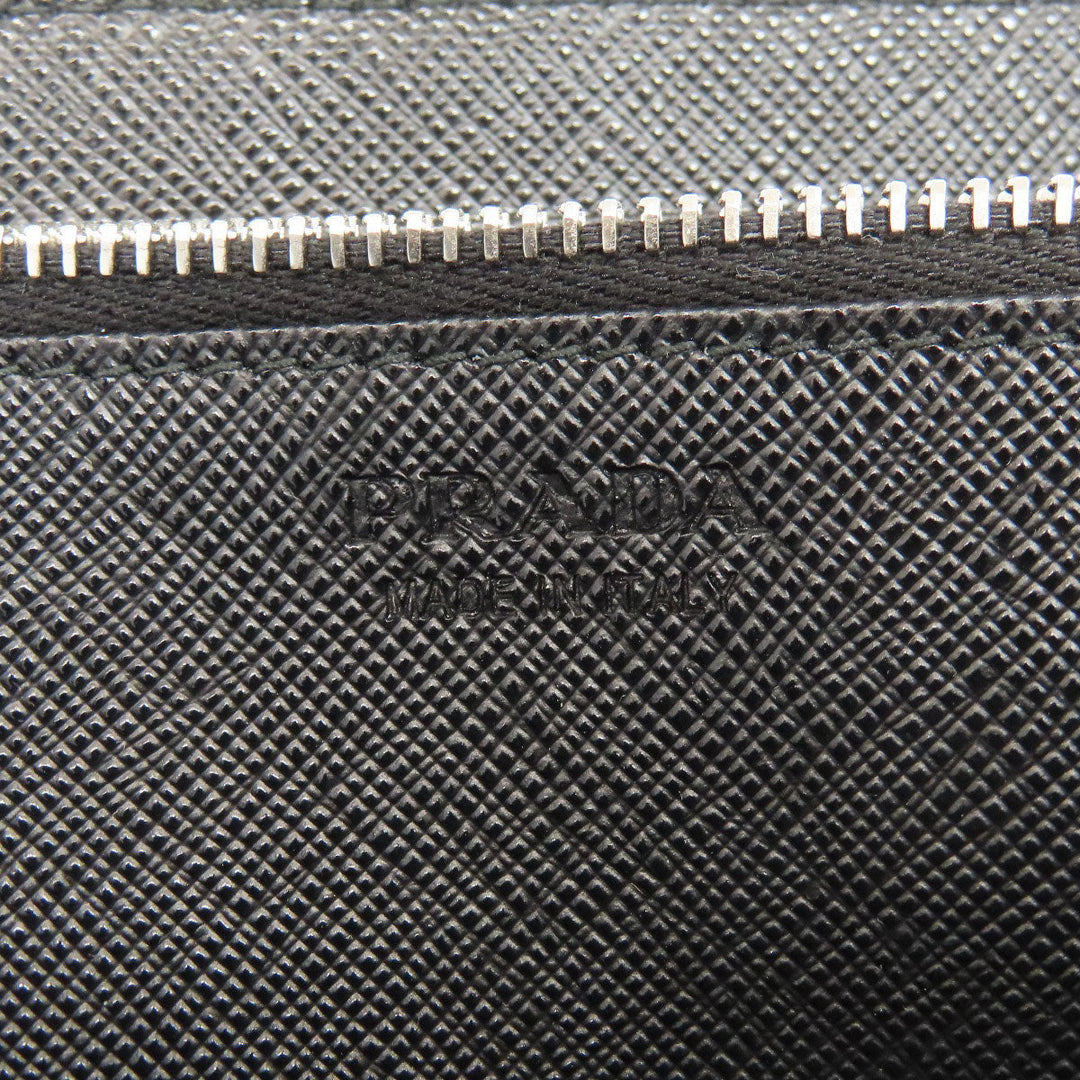 PRADA Long Wallet Purse Safiano black Zip Around logoMetal