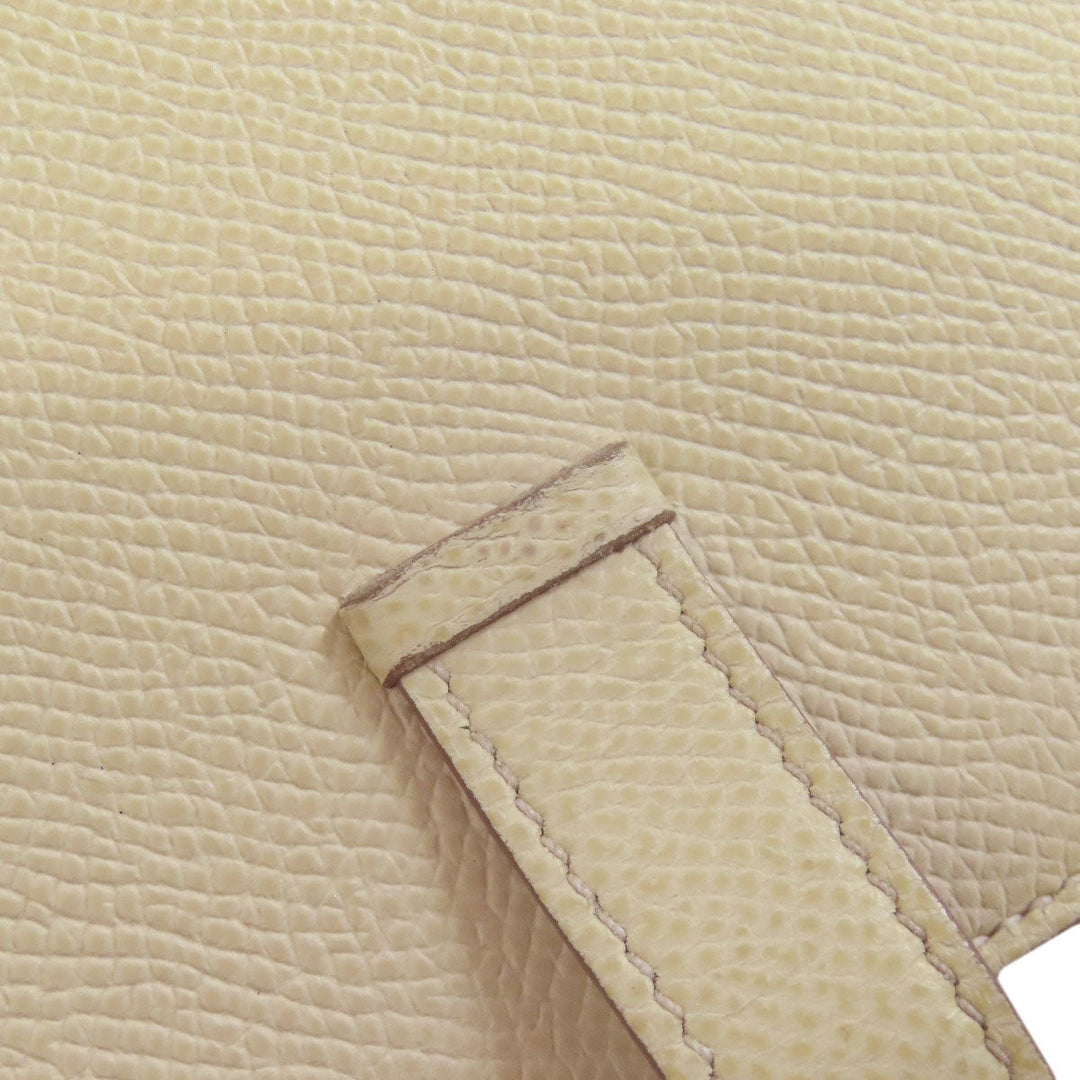 HERMES Long Wallet Purse Epsom white Bearn Soufflet Verso SilverMetal Women Used Authentic