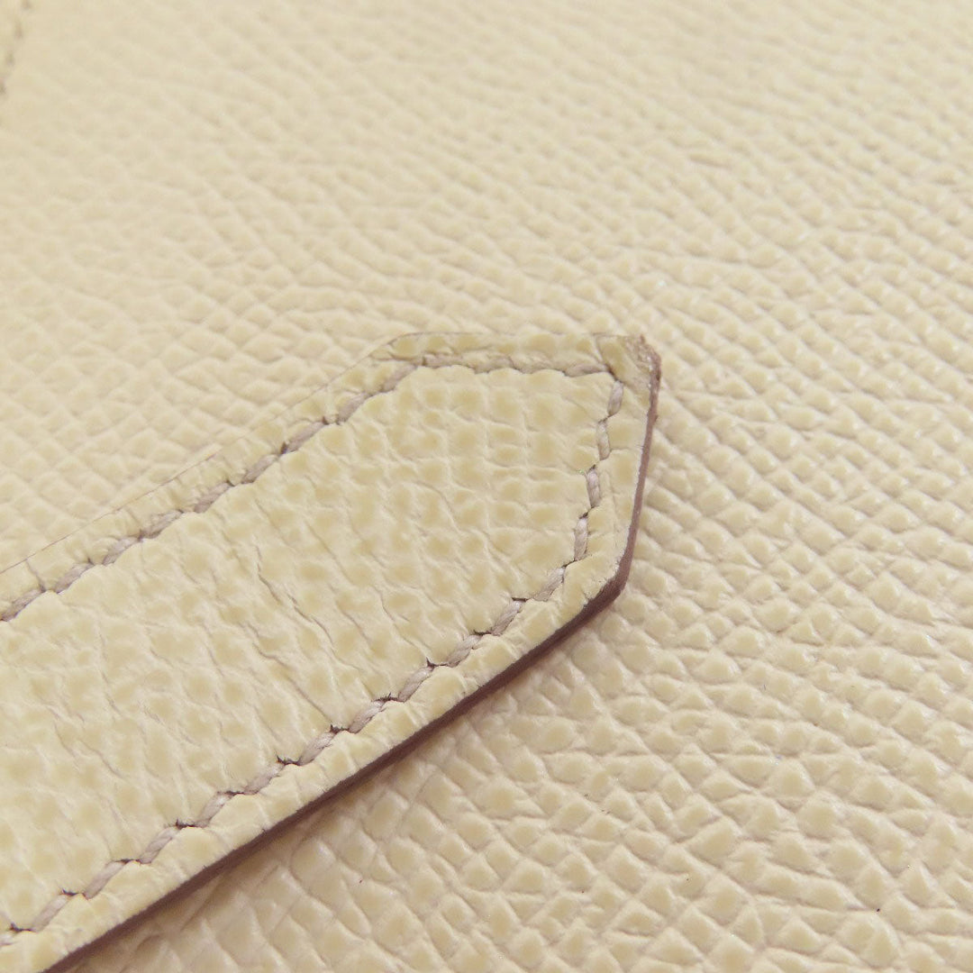 HERMES Long Wallet Purse Epsom white Bearn Soufflet Verso SilverMetal Women Used Authentic