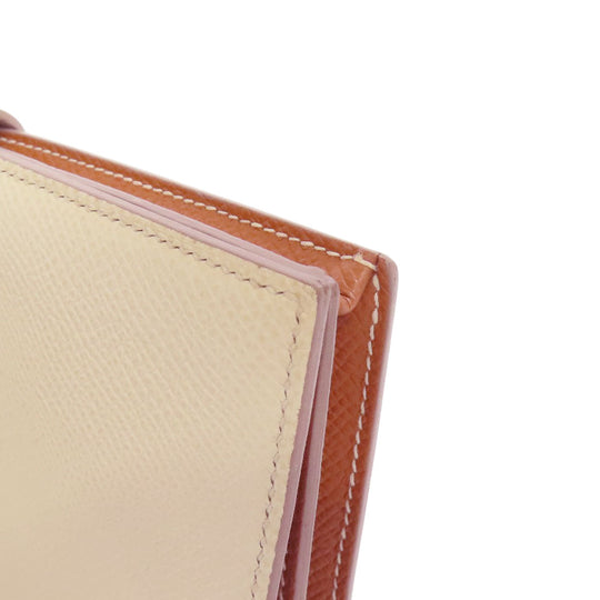 HERMES Long Wallet Purse Epsom white Bearn Soufflet Verso SilverMetal Women Used Authentic