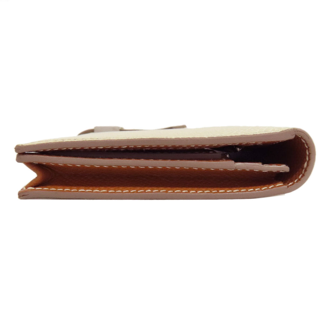 HERMES Long Wallet Purse Epsom white Bearn Soufflet Verso SilverMetal Women Used Authentic